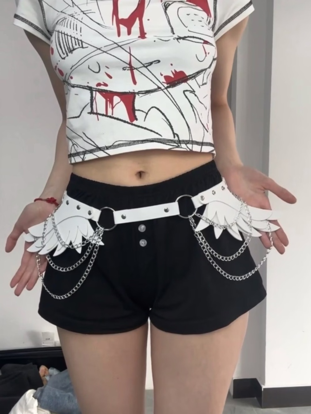 White Angel Wing Harness Belt, OS